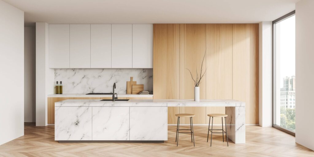 Modern kitchen with clean lines cabinets